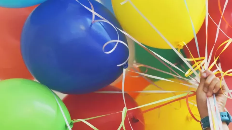 Färgglada ballonger. Foto.